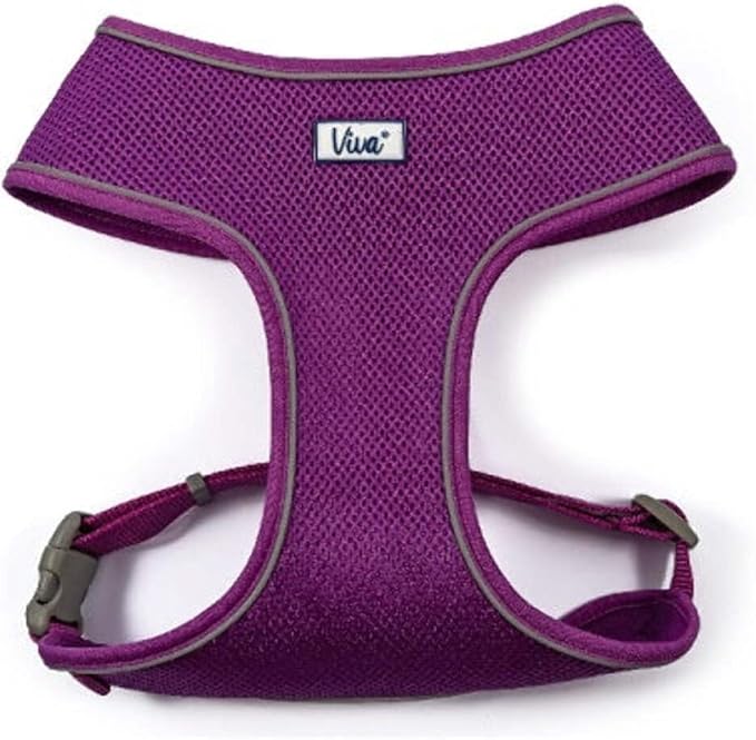 Ancol Viva Comfortable Dog Harness Purple Reflective Breathable Mesh Walking Collar with Adjustable Fit for Puppy Pet Safety Visibility Large 53-74cm