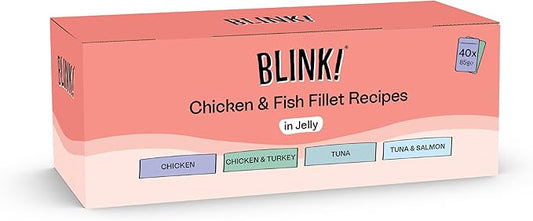 Blink! Wet Adult Cat Food Chicken & Fish Fillets in Jelly 40x85g
