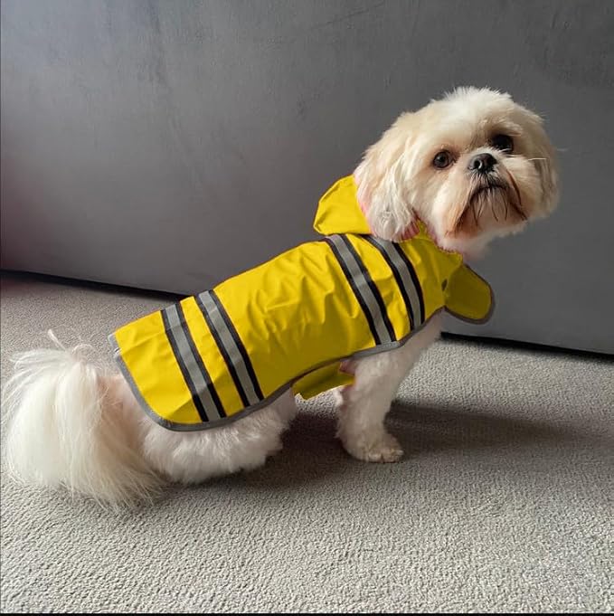 Sotnos Dog Raincoat with Removable Fleece Lining – Waterproof & Windproof Dog Jacket – Adjustable, Comfortable, Reflective for All Weather Protection- Yellow Color