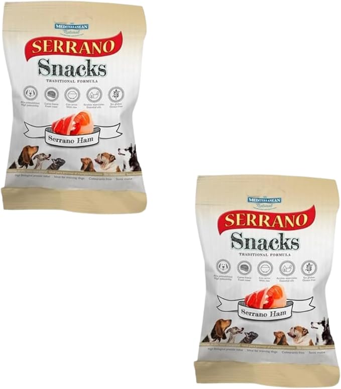 Serrano Soft Snack Dog Treats Mixed Flavours Chicken-Ham-Beef-Liver Rich in Protein Low Fat Easy to Digest Enriched with Nutrients Ideal for All Breeds Training Reward or Daily Treat-Ham