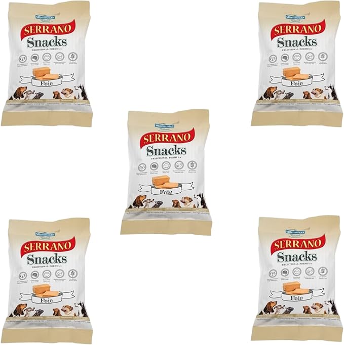 Serrano Soft Snack Dog Treats Mixed Flavours Chicken-Ham-Beef-Liver Rich in Protein Low Fat Easy to Digest Enriched with Nutrients Ideal for All Breeds Training Reward or Daily Treat Liver
