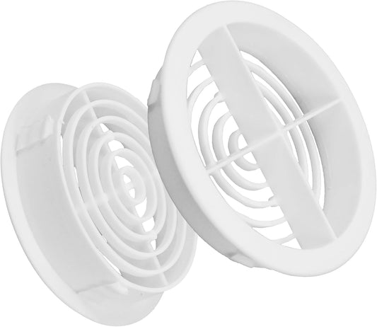 70mm white Round Soffit Air Vent Cover with Mesh – Push-Fit uPVC Roof Vent