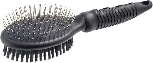SOTNOS Double Sided Dog Brush for Grooming – Available in Small & Large – Black Bristle & Pin Brush for Short or Long Hair – Daily Coat Care Tool – Gentle Detangle