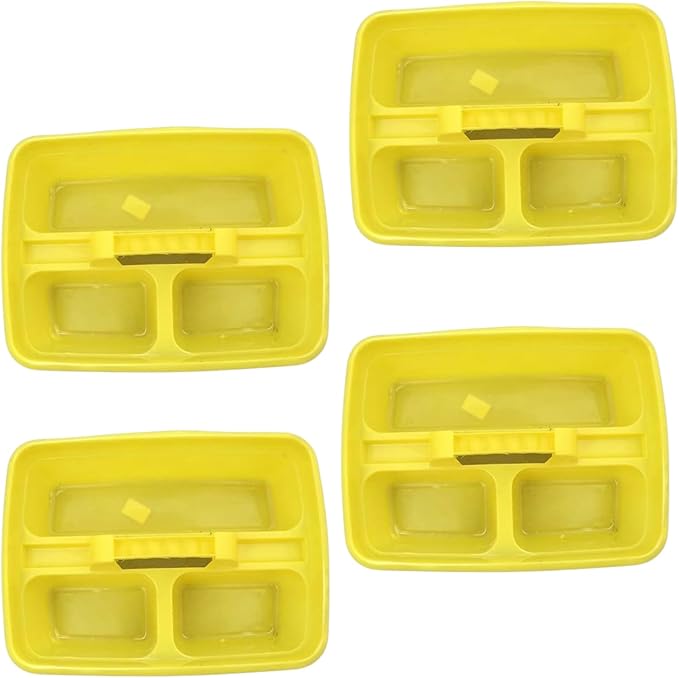 Yellow Color Caddy Tray – 12" x 15" 3 Compartment Polypropylene Carrying Container with Handle – Cleaning Tool Storage Caddy – Colour Coded – For Home Garden Equestrian