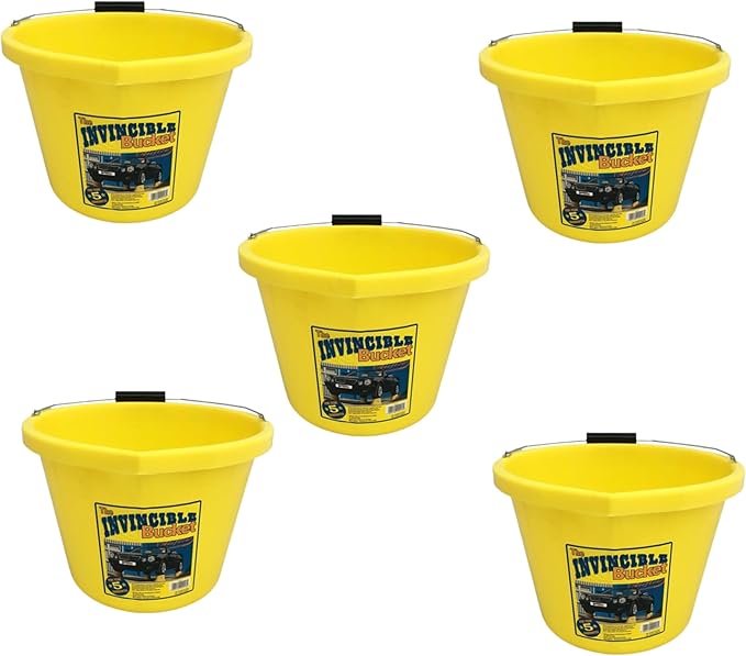Yellow Color Airflow Heavy Duty Invincible Builders Bucket – 3 Gallon/15 Litre – Strong Handle&Calibrated Markings – Multi-Purpose Mixing, Gardening,Farm&Construction Use