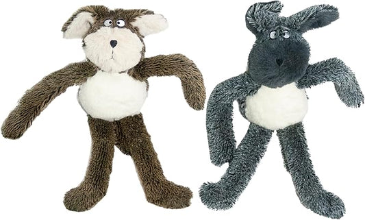 Large 40cm Cuddly Bunny Dog Toy for Puppies and Dogs Soft Plush with Squeaker Brown or Grey Colourful Durable Chew Toy for Medium Large Breeds Cute Pet Toy Puppy Comfort Cuddly Dog Toys