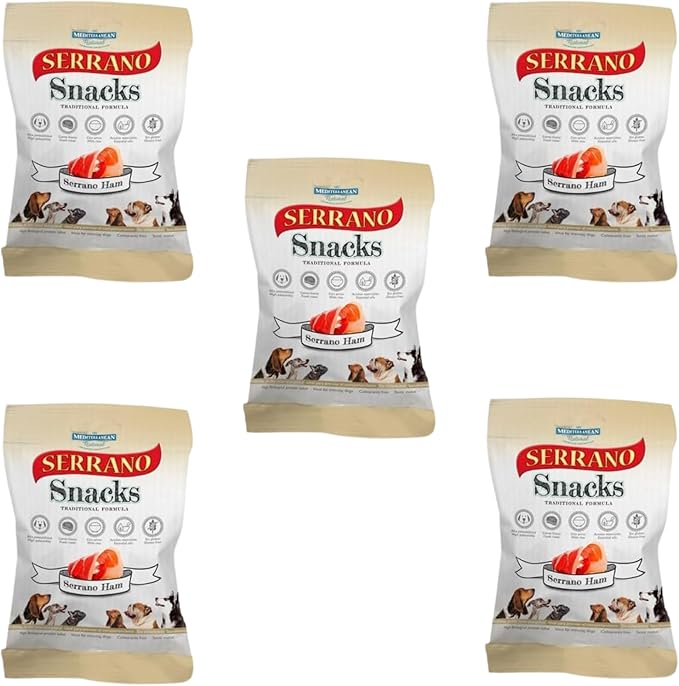 Serrano Soft Snack Dog Treats Mixed Flavours Chicken-Ham-Beef-Liver Rich in Protein Low Fat Easy to Digest Enriched with Nutrients Ideal for All Breeds Training Reward or Daily Treat-Ham