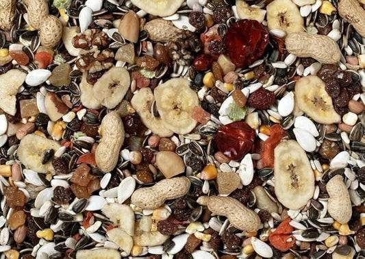 Johnston & Jeff Premium Fruit Parrot Food – 50% Fruit – 22 Ingredient Blend – With 5 Fruits & 5 Nuts – Natural & Nutritious Parrot Mix for All Life Stages