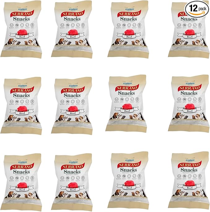 Serrano Soft Snack Dog Treats Mixed Flavours Chicken-Ham-Beef-Liver Rich in Protein Low Fat Easy to Digest Enriched with Nutrients Ideal for All Breeds Training Reward or Daily Treat Beef