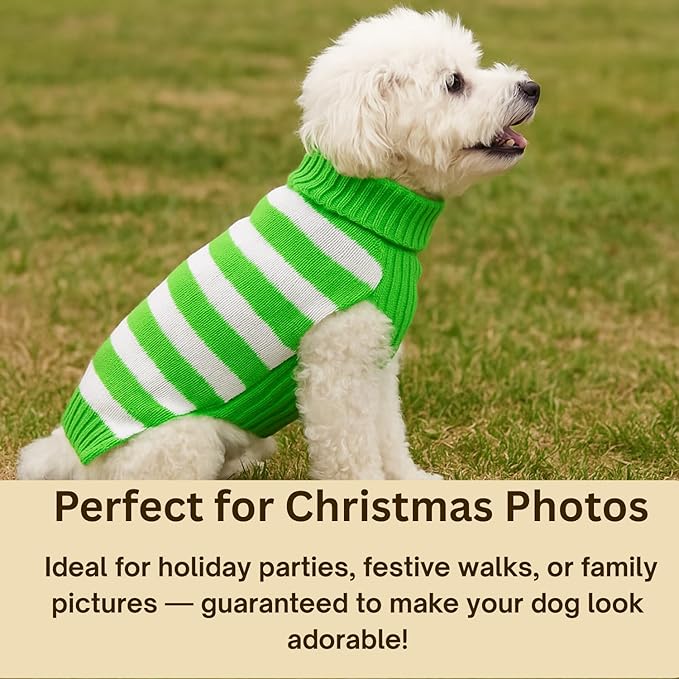 Green & White Reindeer Christmas Jumper for Dogs – Festive Knitted Pet Sweater with Rudolph Design, Soft & Cozy Winter Outfit