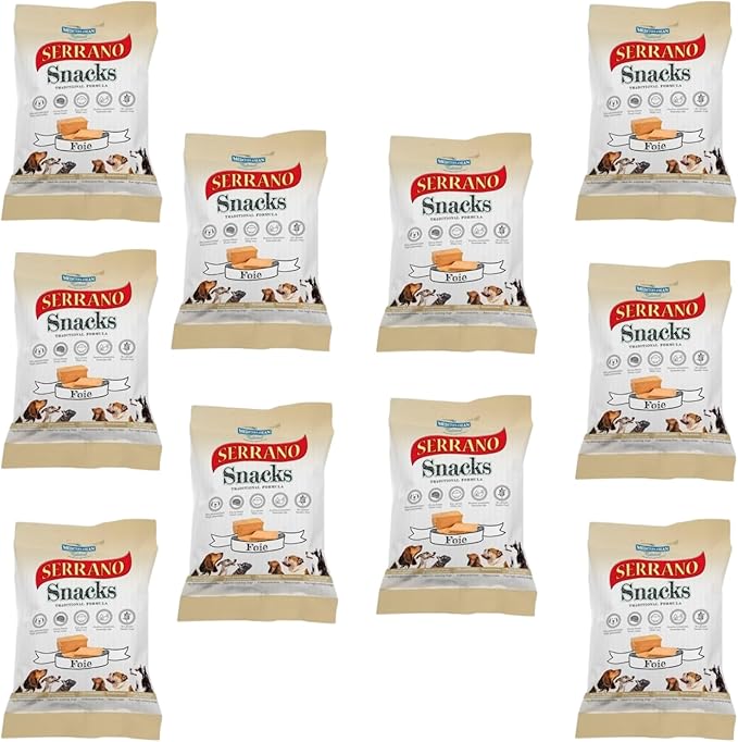 Serrano Soft Snack Dog Treats Mixed Flavours Chicken-Ham-Beef-Liver Rich in Protein Low Fat Easy to Digest Enriched with Nutrients Ideal for All Breeds Training Reward or Daily Treat Liver