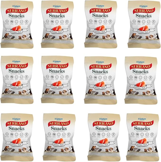 Serrano Soft Snack Dog Treats Mixed Flavours Chicken-Ham-Beef-Liver Rich in Protein Low Fat Easy to Digest Enriched with Nutrients Ideal for All Breeds Training Reward or Daily Treat-Ham