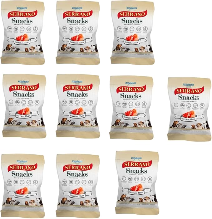 Serrano Soft Snack Dog Treats Mixed Flavours Chicken-Ham-Beef-Liver Rich in Protein Low Fat Easy to Digest Enriched with Nutrients Ideal for All Breeds Training Reward or Daily Treat-Ham