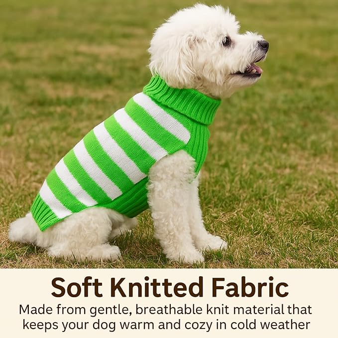 Green & White Reindeer Christmas Jumper for Dogs – Festive Knitted Pet Sweater with Rudolph Design, Soft & Cozy Winter Outfit