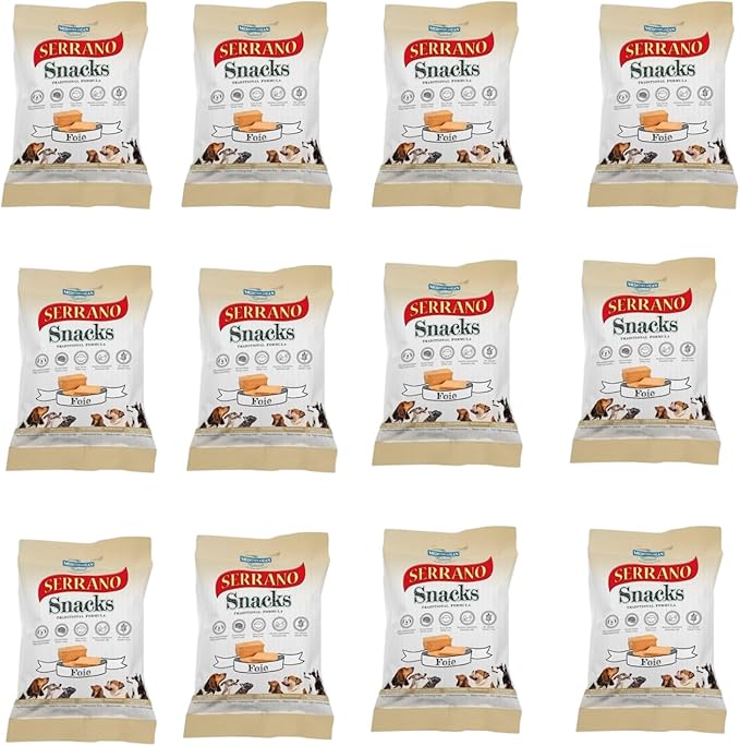 Serrano Soft Snack Dog Treats Mixed Flavours Chicken-Ham-Beef-Liver Rich in Protein Low Fat Easy to Digest Enriched with Nutrients Ideal for All Breeds Training Reward or Daily Treat Liver