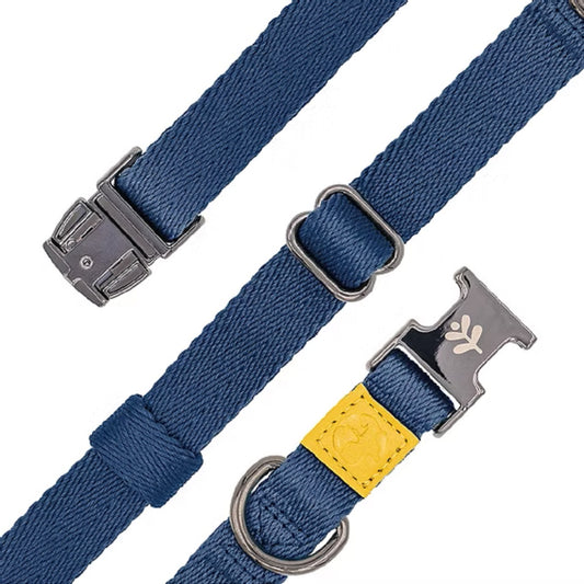 Adjustable Flat Weave Eco Dog Collar 40-60cm No Plastic Buckles Large Size, Plastic-Free, Flat Weave, 40-60cm Range
