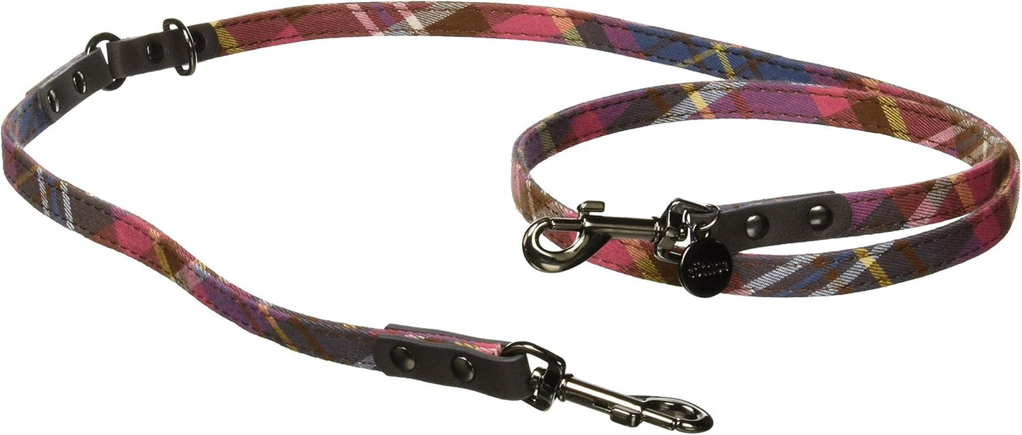 Puppy Tartan Nylon Dog Lead with Bow, 1.2 x 120cm, Multicolour
