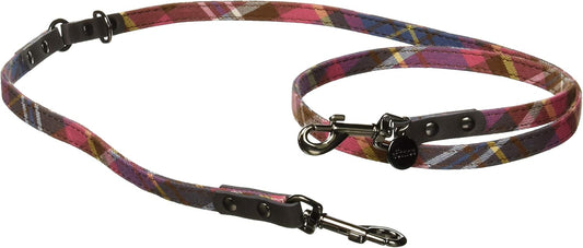 Puppy Tartan Nylon Dog Lead with Bow, 1.2 x 120cm, Multicolour