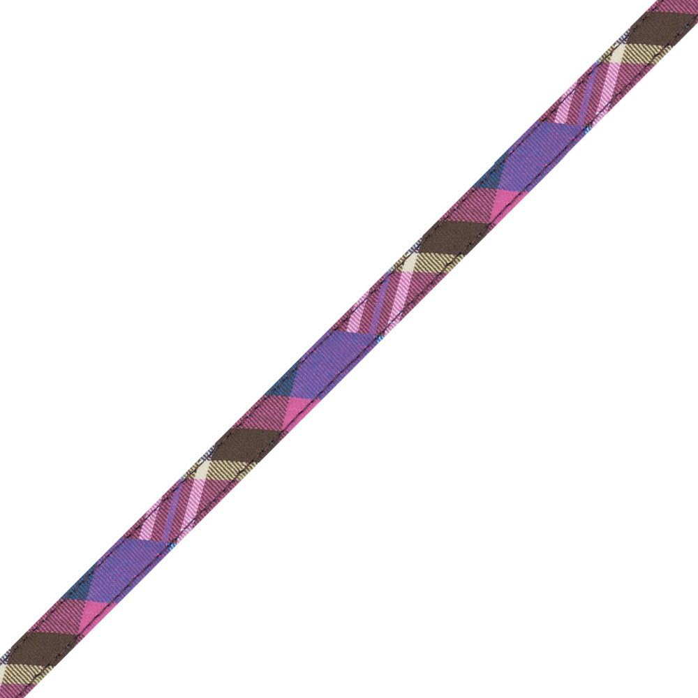 Puppy Tartan Nylon Dog Lead with Bow, 1.2 x 120cm, Multicolour