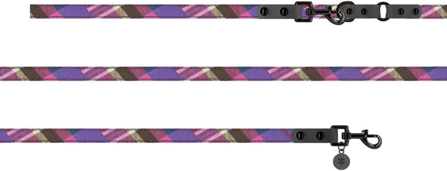 Puppy Tartan Nylon Dog Lead with Bow, 1.2 x 120cm, Multicolour