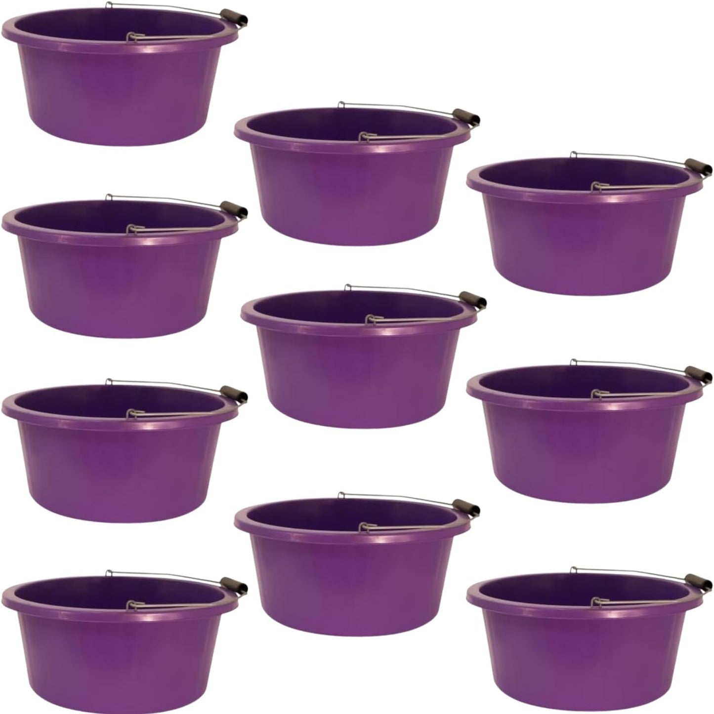 Purple Color Shallow/Feeder Bucket – 15L (3 Gallon) Heavy-Duty Multi-Purpose Tub with Strong Gripper Handle-Stackable & Durable Variants-Stable for horses or plaster bucket