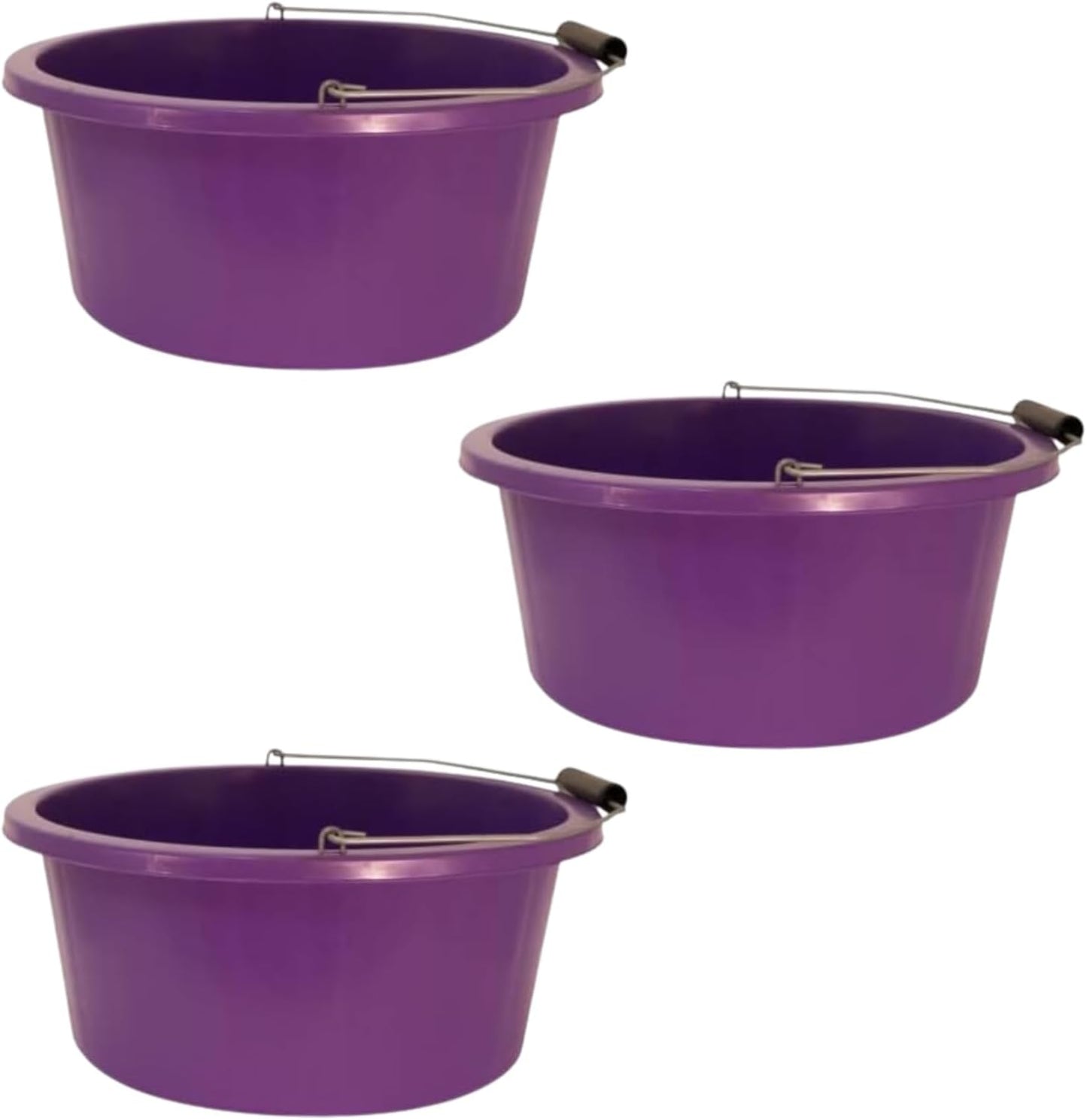 Purple Color Shallow/Feeder Bucket – 15L (3 Gallon) Heavy-Duty Multi-Purpose Tub with Strong Gripper Handle-Stackable & Durable Variants-Stable for horses or plaster bucket