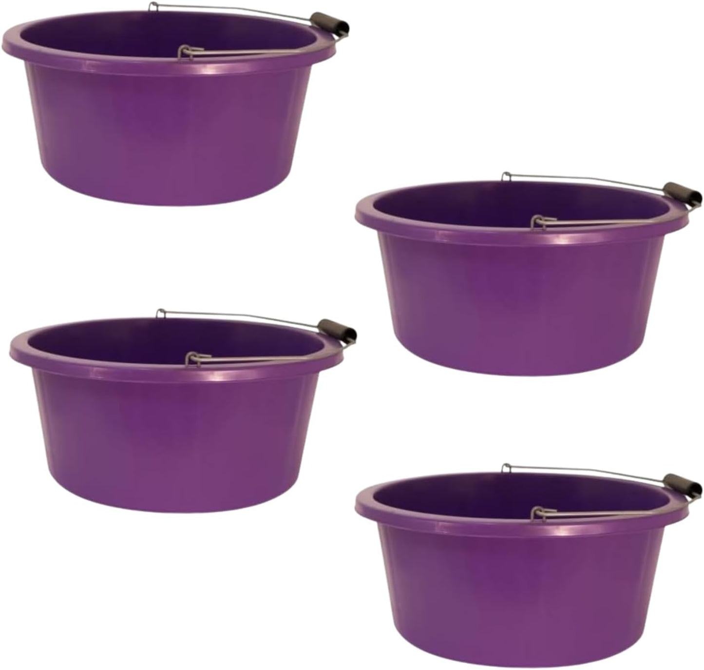 Purple Color Shallow/Feeder Bucket – 15L (3 Gallon) Heavy-Duty Multi-Purpose Tub with Strong Gripper Handle-Stackable & Durable Variants-Stable for horses or plaster bucket