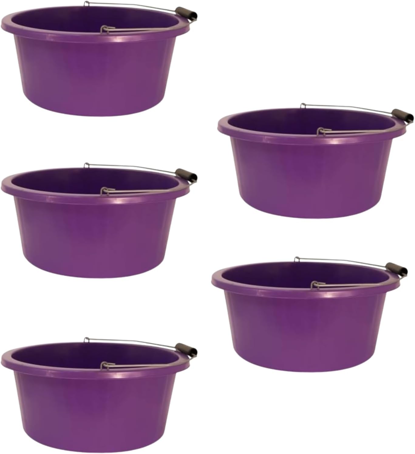 Purple Color Shallow/Feeder Bucket – 15L (3 Gallon) Heavy-Duty Multi-Purpose Tub with Strong Gripper Handle-Stackable & Durable Variants-Stable for horses or plaster bucket