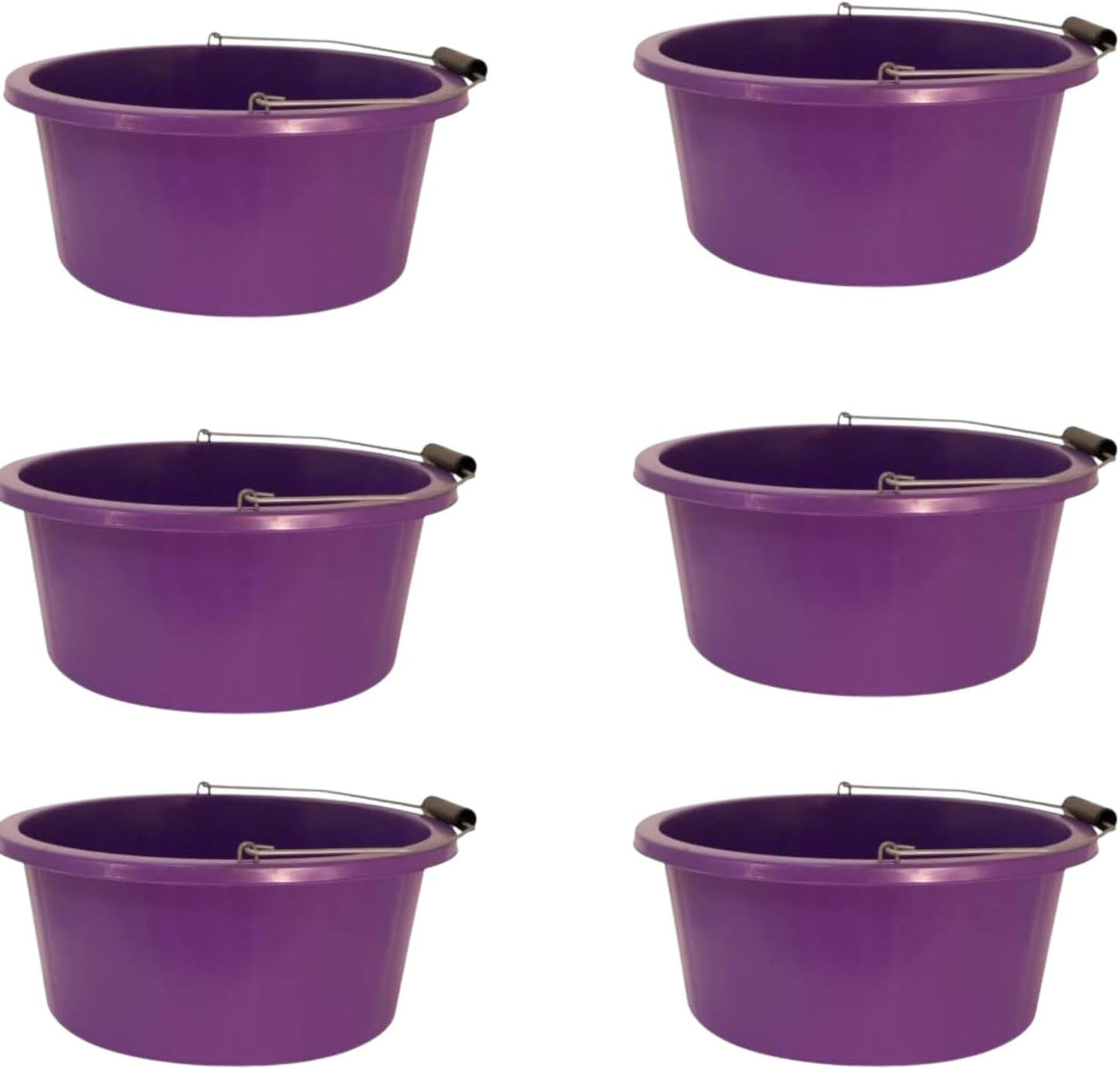 Purple Color Shallow/Feeder Bucket – 15L (3 Gallon) Heavy-Duty Multi-Purpose Tub with Strong Gripper Handle-Stackable & Durable Variants-Stable for horses or plaster bucket