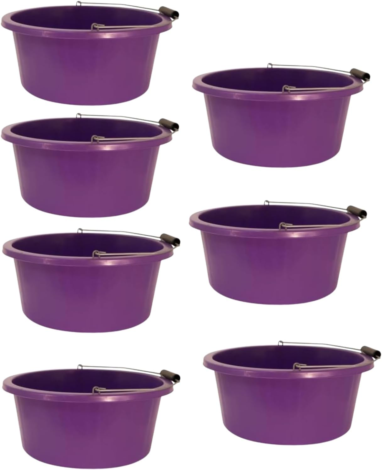 Purple Color Shallow/Feeder Bucket – 15L (3 Gallon) Heavy-Duty Multi-Purpose Tub with Strong Gripper Handle-Stackable & Durable Variants-Stable for horses or plaster bucket
