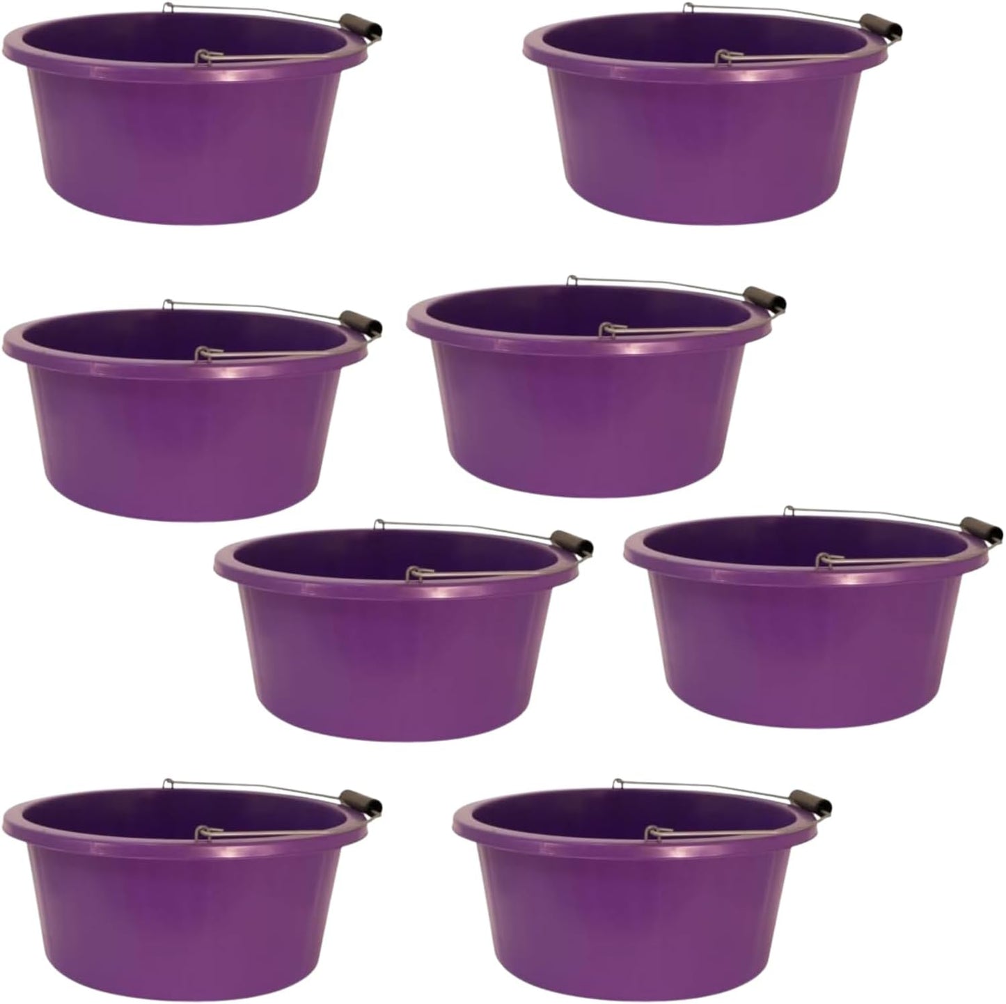 Purple Color Shallow/Feeder Bucket – 15L (3 Gallon) Heavy-Duty Multi-Purpose Tub with Strong Gripper Handle-Stackable & Durable Variants-Stable for horses or plaster bucket