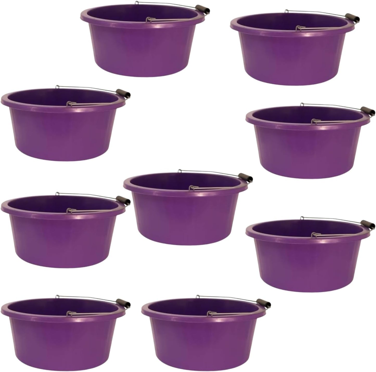 Purple Color Shallow/Feeder Bucket – 15L (3 Gallon) Heavy-Duty Multi-Purpose Tub with Strong Gripper Handle-Stackable & Durable Variants-Stable for horses or plaster bucket