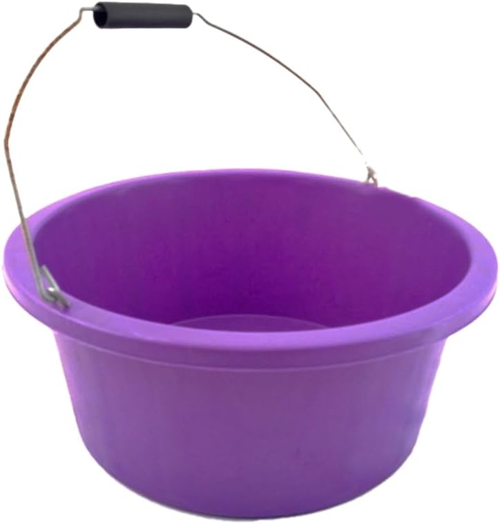Purple Color Shallow/Feeder Bucket – 15L (3 Gallon) Heavy-Duty Multi-Purpose Tub with Strong Gripper Handle-Stackable & Durable Variants-Stable for horses or plaster bucket