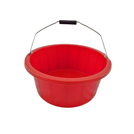 Red Color Shallow/Feeder Bucket – 15L (3 Gallon) Heavy-Duty Multi-Purpose Tub with Strong Gripper Handle-Stackable & Durable Variants-Stable for horses or plaster bucket