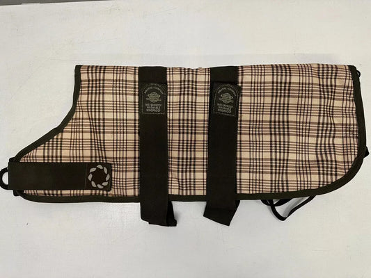 Outhwaite brown check dog coat 26 inch. waterproof & padded