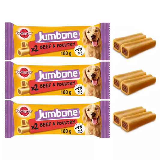 Pedigree Jumbone Beef and Poultry medium dog 2 pack  x 3