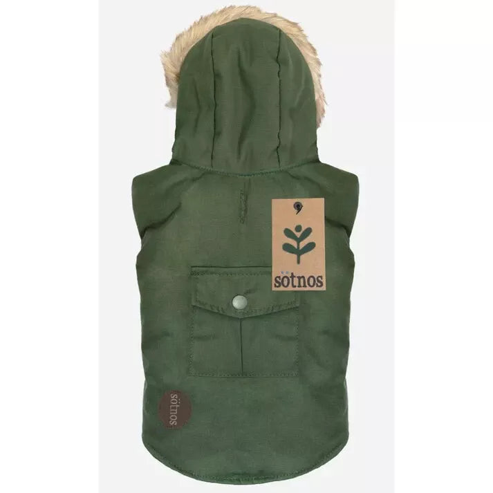 sotnos green parka dog coat