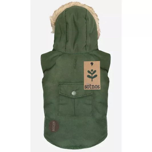 sotnos green parka dog coat