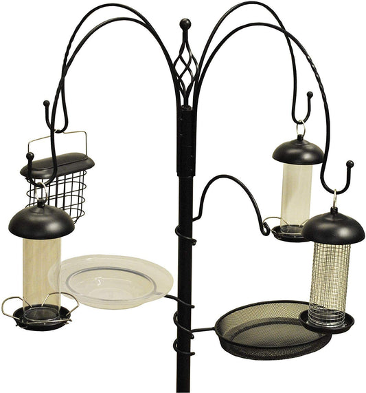Complete Wild Garden Bird Feeding Station Kit with 4 Feeders, Black x2