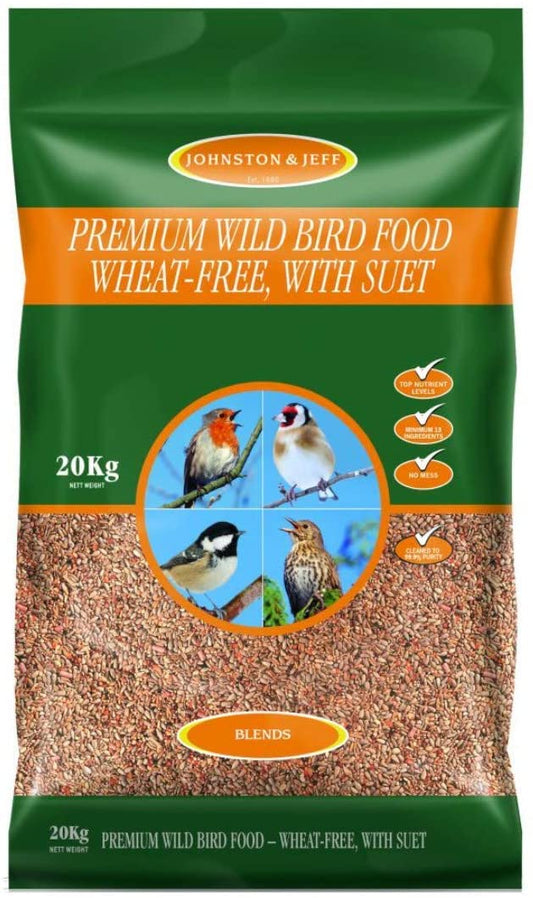 Johnston & Jeff Premium Wild Bird Food, Wheat Free with Suet 20 kg